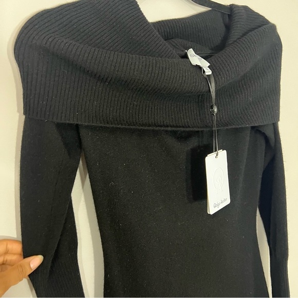 NWT Solgo Atelier Peris Cashmere Dress | Black Cashmere Long Sleeve Maxi Fringe - Picture 7 of 11